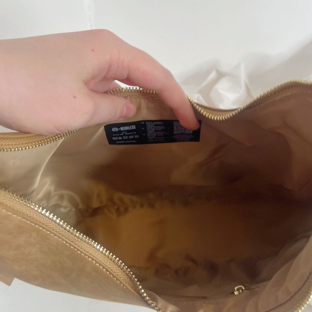 NWOT 4th and Reckless Una Faux Suede Crescent Bag in Brown Purse Handbag - Picture 2 of 11